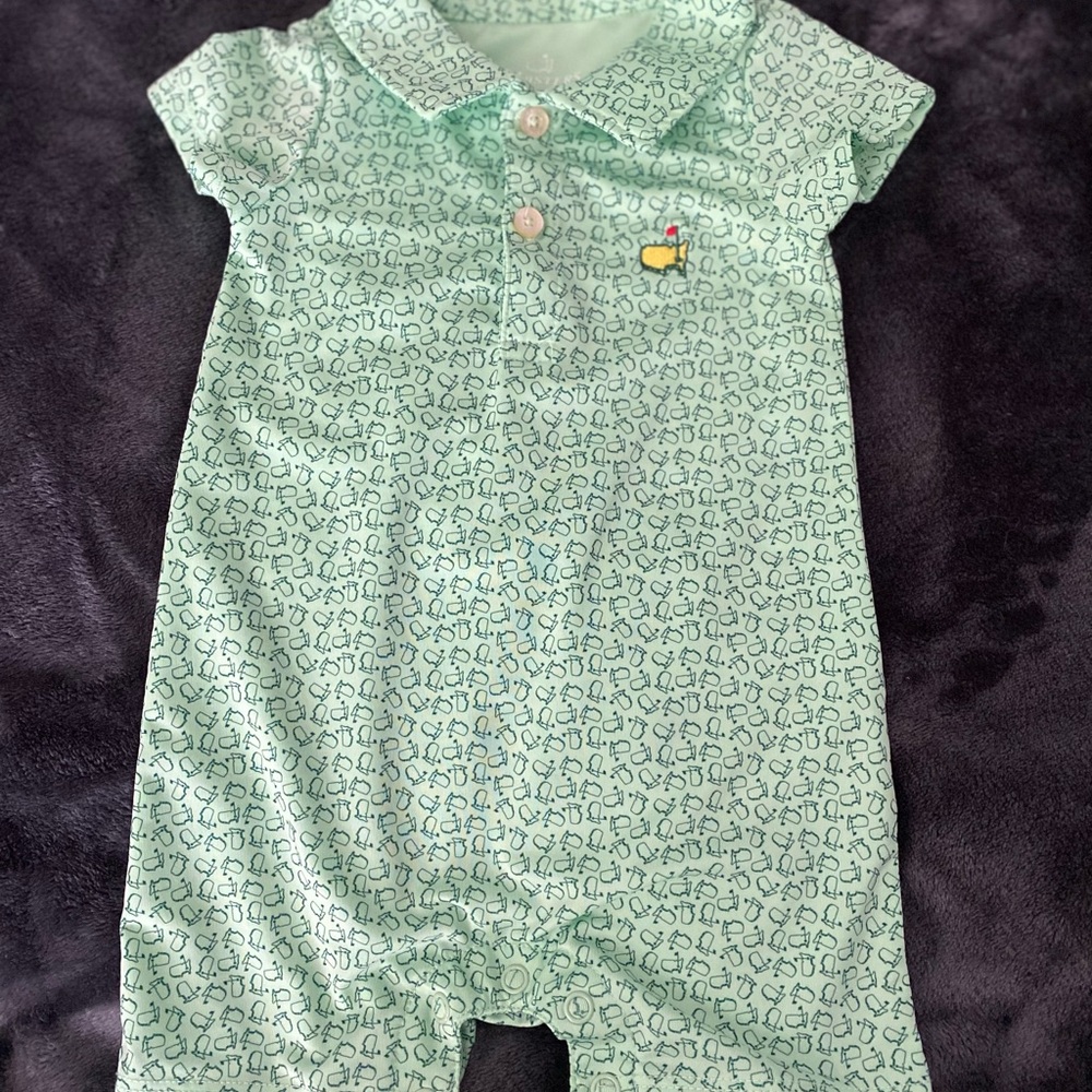 Official Masters Kids Mint Green Baby Romper with Pattern